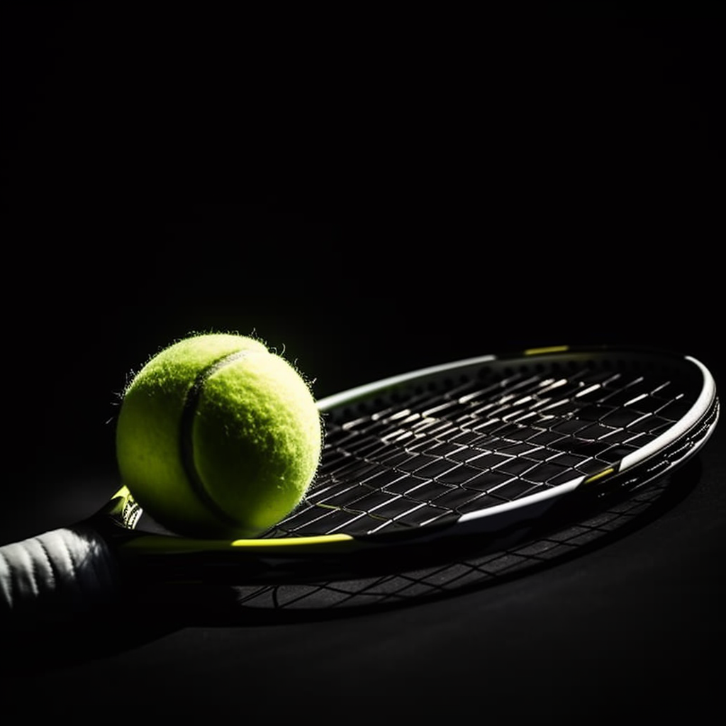 Tennis racquet with a tennis ball on it