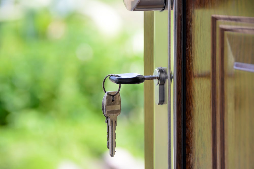 key in lock on door